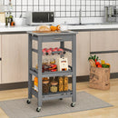 Kitchen Island Cart with Stainless Steel Tabletop and Basket by LJGDeals