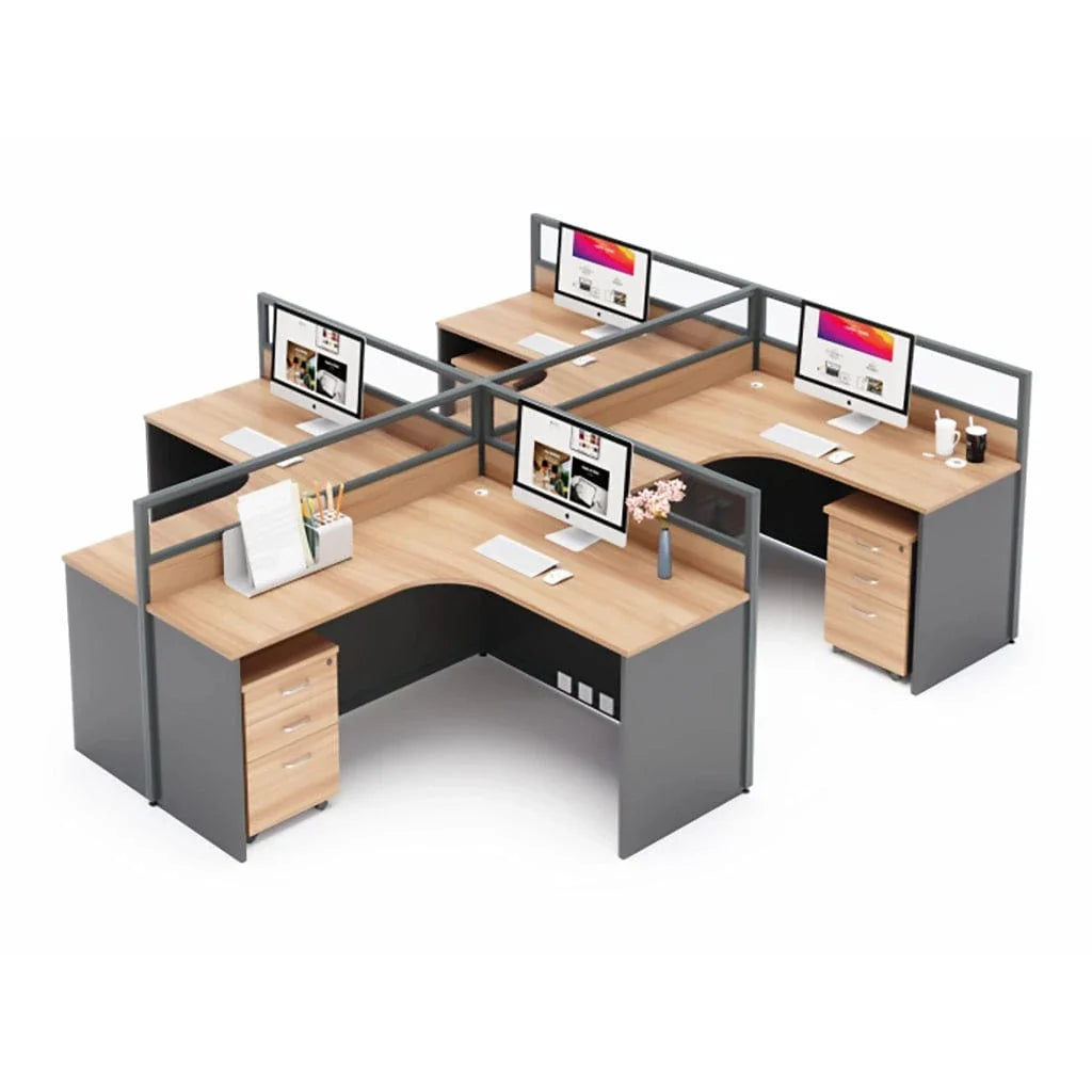 Keaton · L-Shaped Cubicle Workstation, close-up of the surface