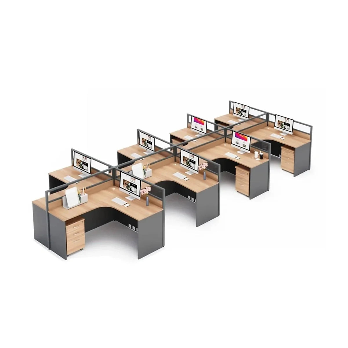 Keaton · L-Shaped Cubicle Workstation, close-up of the surface