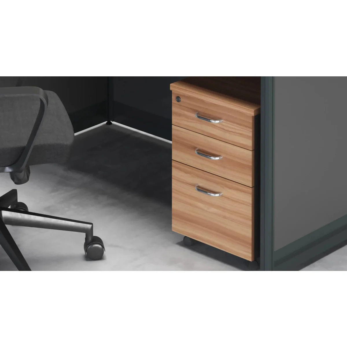 Keaton · L-Shaped Cubicle Workstation, close-up of the surface