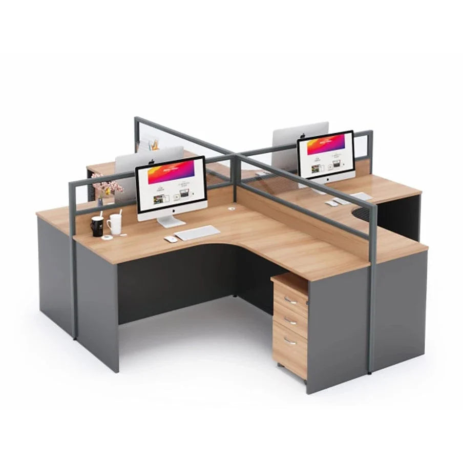 Keaton · L-Shaped Cubicle Workstation, close-up of the surface