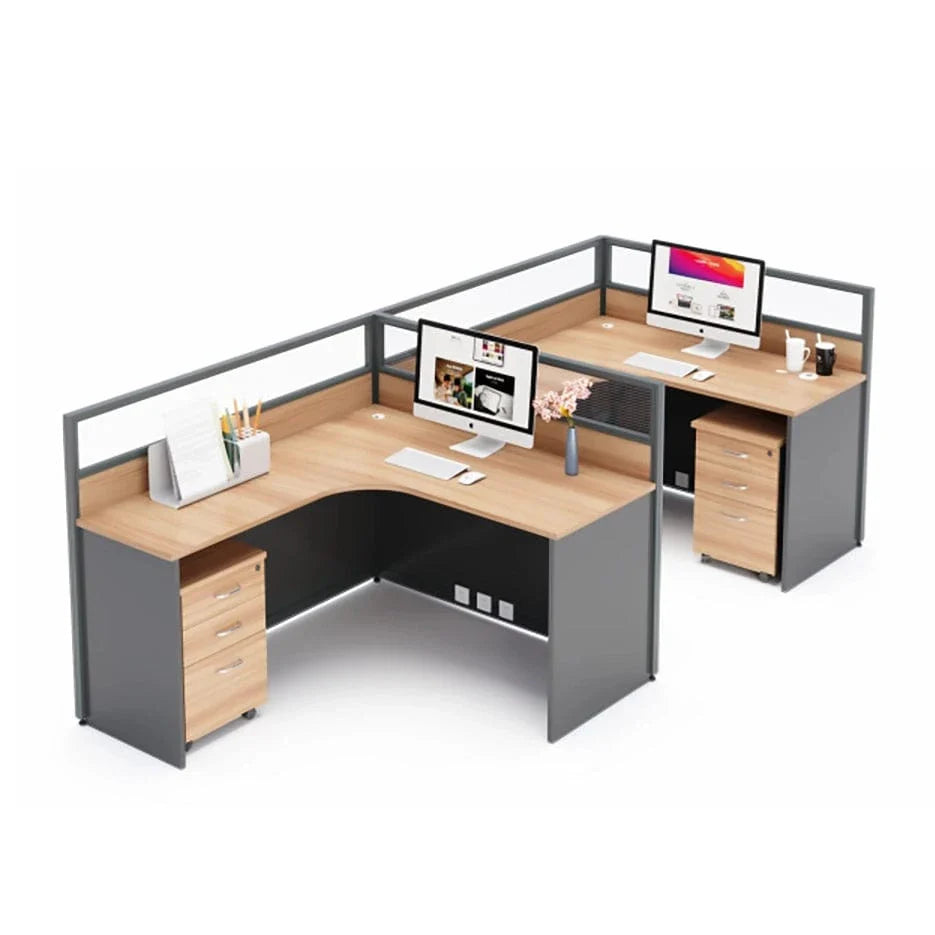 Keaton · L-Shaped Cubicle Workstation, close-up of the surface