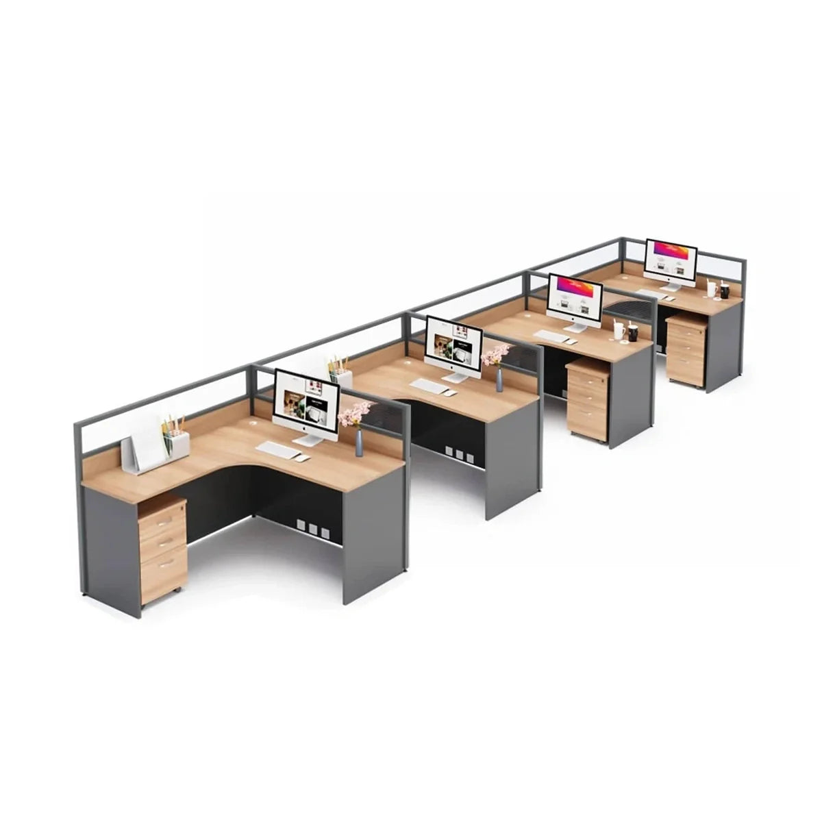 Keaton · L-Shaped Cubicle Workstation, close-up of the surface