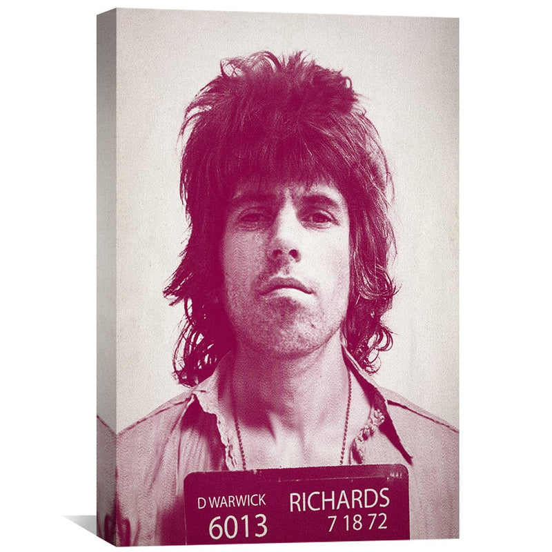 Keith Richards Mugshot Magenta Canvas