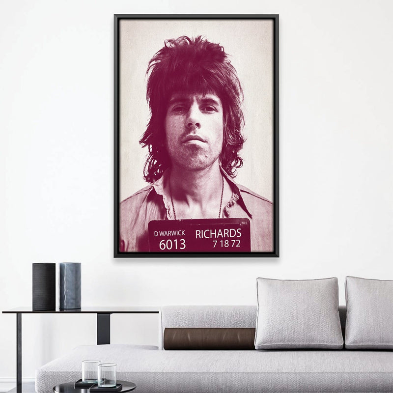 Keith Richards Mugshot Magenta Canvas