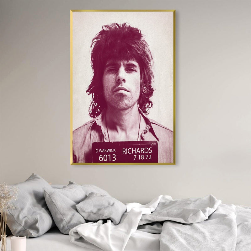 Keith Richards Mugshot Magenta Canvas