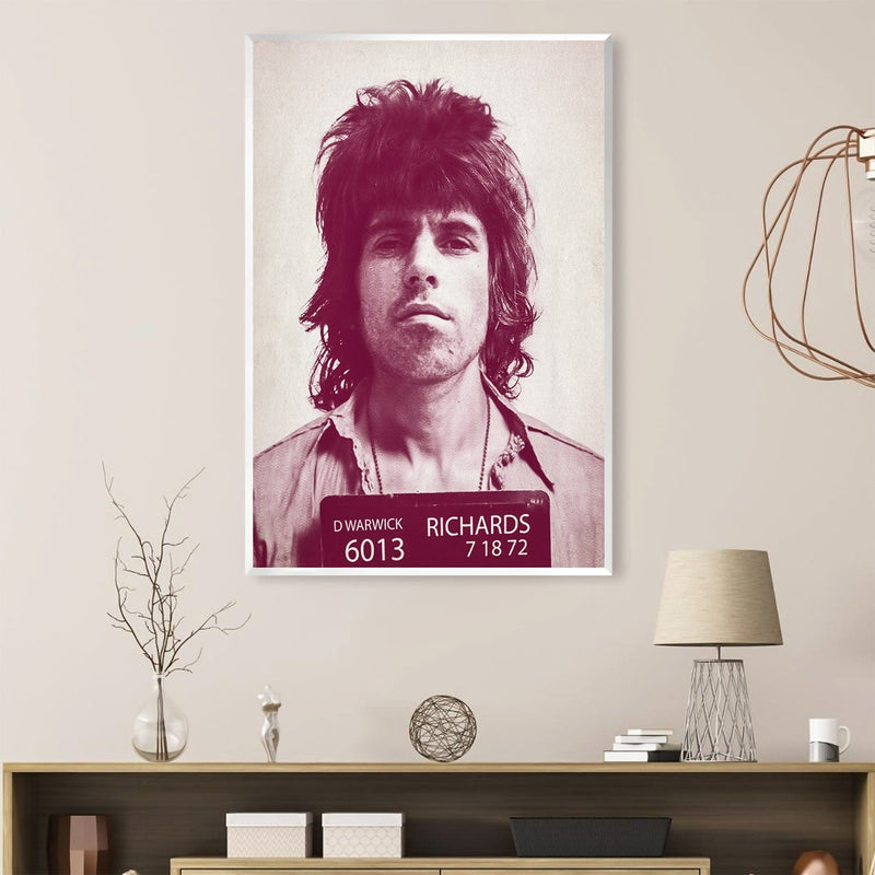 Keith Richards Mugshot Magenta Canvas