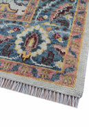 Kelly Turkish Design Ivory And Blue Hand Knotted Wool Rug