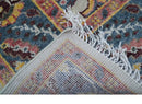 Kelly Turkish Design Ivory And Blue Hand Knotted Wool Rug