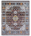 Ken Transitional Design Brown And Mustard Hand Knotted Wool Rug by The Rug Decor