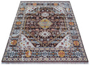 Ken Transitional Design Brown And Mustard Hand Knotted Wool Rug by The Rug Decor
