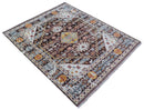 Ken Transitional Design Brown And Mustard Hand Knotted Wool Rug by The Rug Decor