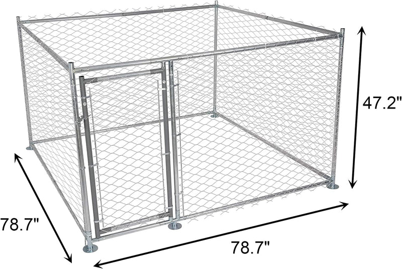 Outdoor Dog Kennel Heavy Duty Galvanized Mesh Steel Fence Dog Playpen Run Cage w/ Secure Lock 6.6x6.6x4 ft