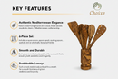 Olive Wood Kitchen Servers Set w/Holder -6 Pcs by Choixe
