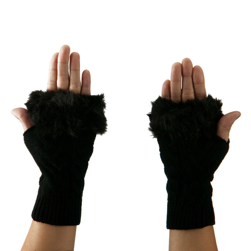 Knitted Fur Cuff Arm Warmer