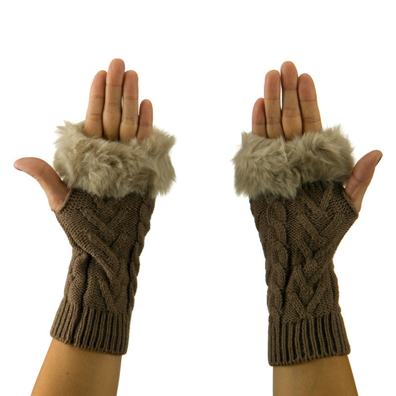 Knitted Fur Cuff Arm Warmer