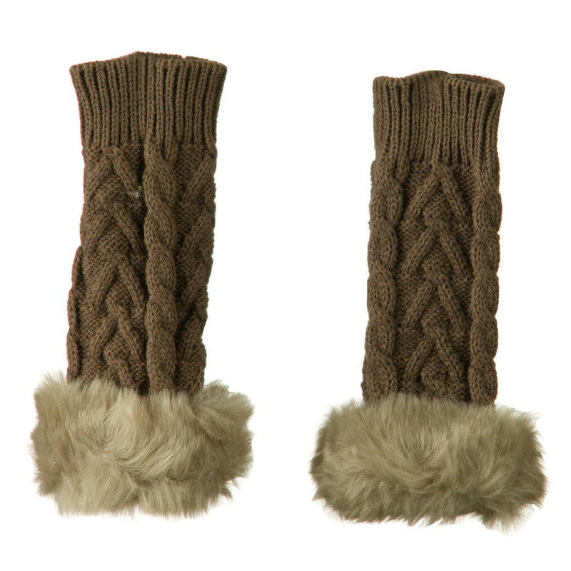 Knitted Fur Cuff Arm Warmer