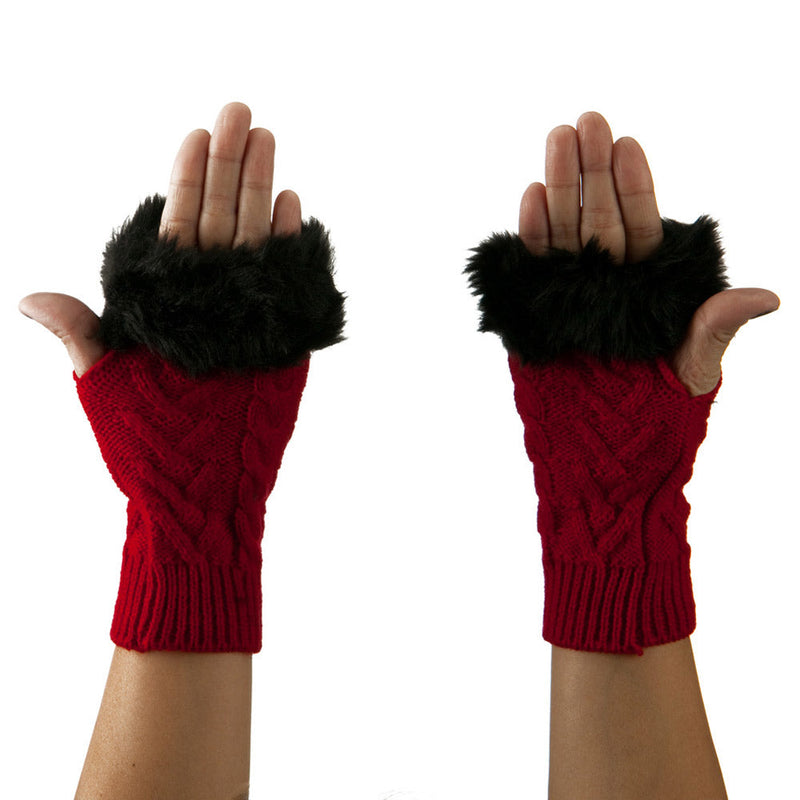 Knitted Fur Cuff Arm Warmer