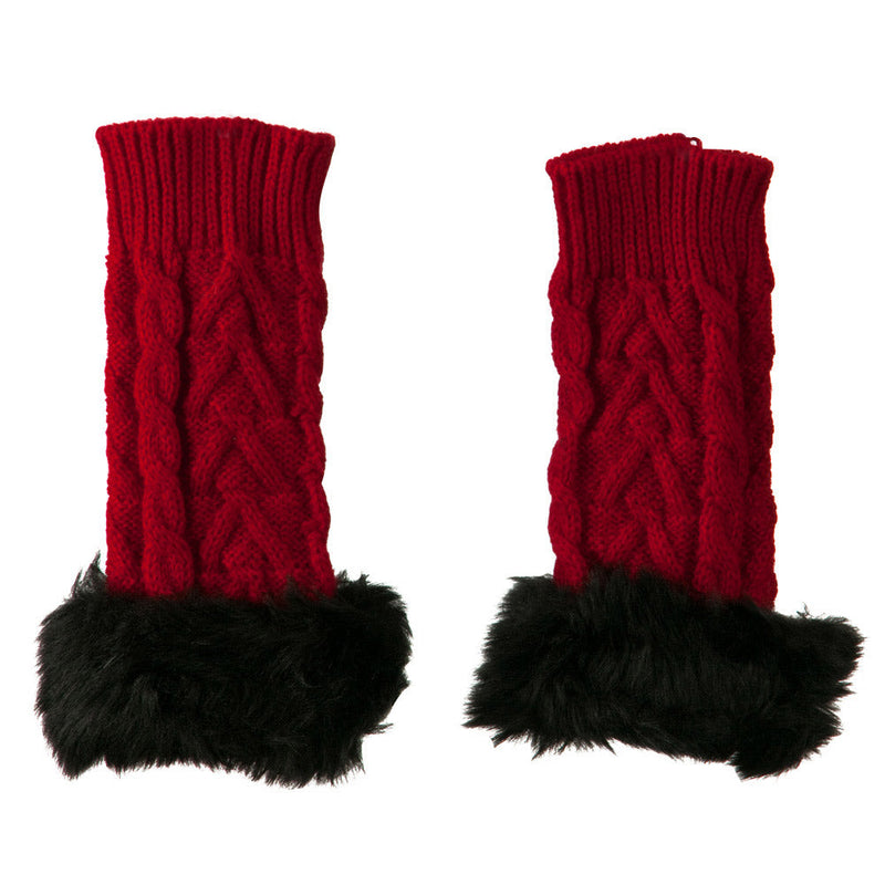 Knitted Fur Cuff Arm Warmer