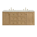 James Martin Laurent 60" Dual Mount Double Bathroom Vanity, Light Natural Oak