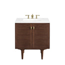 James Martin Amberly 30" Dual Mount Single Bathroom Vanity, Mid-Century Walnut