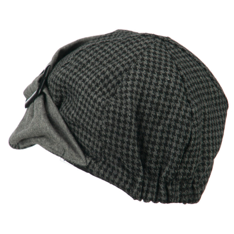 Karly 6 Panel Herringbone Rectangle Buckle Cabbie Cap