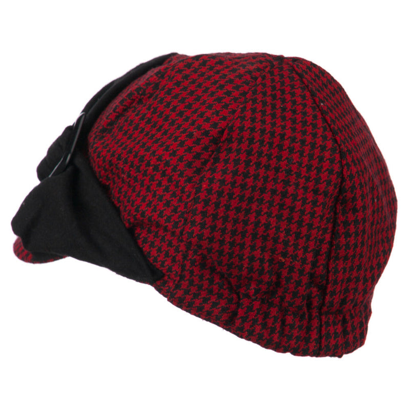 Karly 6 Panel Herringbone Rectangle Buckle Cabbie Cap