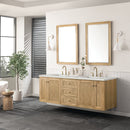 James Martin Laurent 72" Dual Mount Double Bathroom Vanity, Light Natural Oak