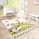 Kid's Rug Cosmo with Baby Giraffe & Sheep in Beige Cream