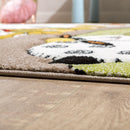 Kid's Rug Cosmo with Baby Giraffe & Sheep in Beige Cream