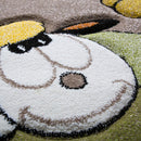 Kid's Rug Cosmo with Baby Giraffe & Sheep in Beige Cream