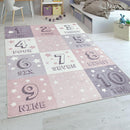 Kid's Rug Playmat with Numbers 1-10 Checkered in Pink