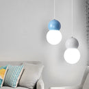 GobekUsa Kids Bedside Pendulum Light - Gourd Shape, Milky Glass, Macaron Ceiling Pendant - Pink/Yellow/Blue