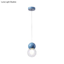 GobekUsa Kids Bedside Pendulum Light - Gourd Shape, Milky Glass, Macaron Ceiling Pendant - Pink/Yellow/Blue