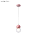 GobekUsa Kids Bedside Pendulum Light - Gourd Shape, Milky Glass, Macaron Ceiling Pendant - Pink/Yellow/Blue