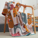 Kids cute cats multicolored cotton gauze bath towel for bathroom by Decorbites