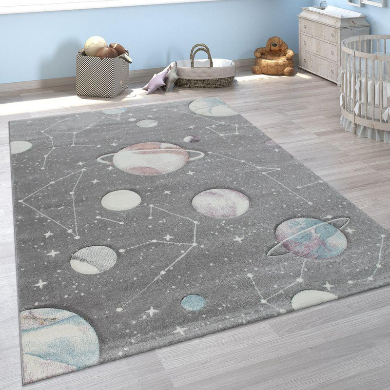 Kids Galaxy Rug Outer Space For Nursery In Grey