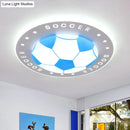 GobekUsa Kids LED Flush Mount Spotlight: 16.5"/20.5" Black/Blue Football Ceiling Lamp with Acrylic Shade
