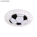 GobekUsa Kids LED Flush Mount Spotlight: 16.5"/20.5" Black/Blue Football Ceiling Lamp with Acrylic Shade