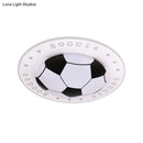 GobekUsa Kids LED Flush Mount Spotlight: 16.5"/20.5" Black/Blue Football Ceiling Lamp with Acrylic Shade