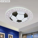 GobekUsa Kids LED Flush Mount Spotlight: 16.5"/20.5" Black/Blue Football Ceiling Lamp with Acrylic Shade