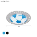 GobekUsa Kids LED Flush Mount Spotlight: 16.5"/20.5" Black/Blue Football Ceiling Lamp with Acrylic Shade