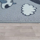 Kids Play Rug for Nursery Hopscotch Streets in Grey Blue