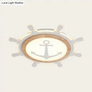 GobekUsa Kids Room LED Flush Mount with Creative Acrylic Light and Nautical Theme in Wood Finish - Flush Ceiling Light