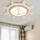 GobekUsa Kids Room LED Flush Mount with Creative Acrylic Light and Nautical Theme in Wood Finish - Flush Ceiling Light