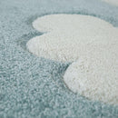 Kids Room Rug Cosmo with Clouds in Pastel Blue White