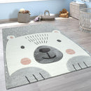 Kids Room Rug Cute Snow Bear 3D In Grey White