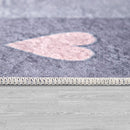 Kids Rug Cloud and Hearts for Nursery in Grey Pink