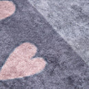 Kids Rug Cloud and Hearts for Nursery in Grey Pink