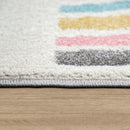 Kids Rug Cosmo with Rainbow & Clouds in Colorful Pink